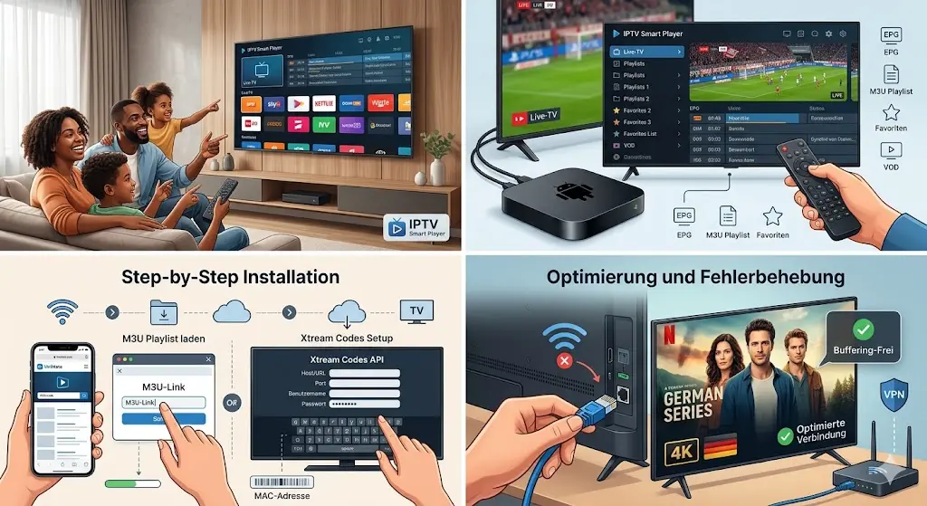 IPTV Player App, Smart IPTV Setup, M3U Streaming Player, Beste IPTV Software Deutschland